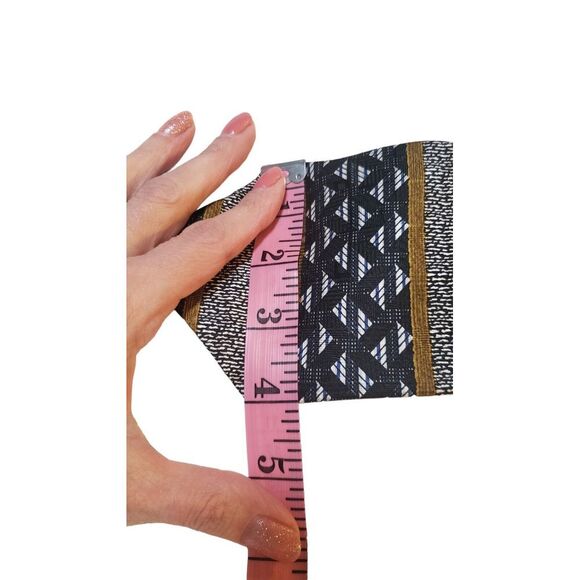 Vintage Les Impromptus Paris Tie Mens Black Geometric Stripes‎ Silk Long Necktie - Picture 11 of 11